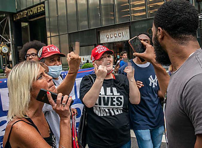 Black Lives Matter mural by Trump Tower becomes scene of heated clashes