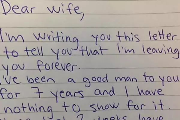Άντρας θέλει διαζύγιο σε επιστολή προς τη γυναίκα του. Η απάντησή της τον κάνει να μετανιώσει για όλα όσα έγραψε