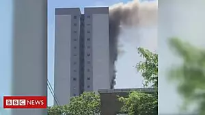 Fire at tower block in east London
