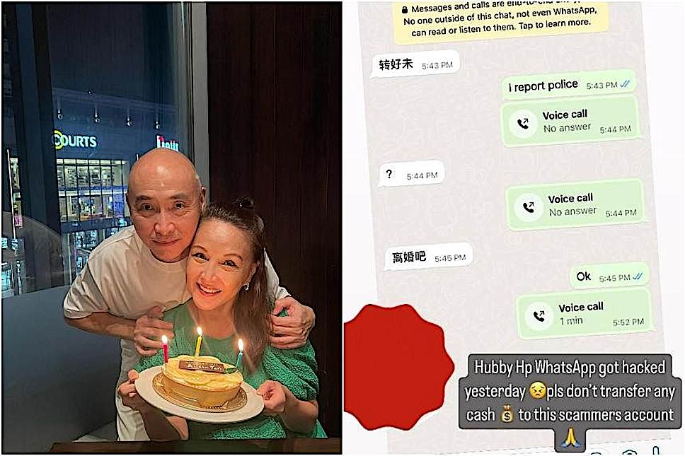 Aileen Tan pestered for money, threatened with ‘divorce’ by scammer impersonating her husband