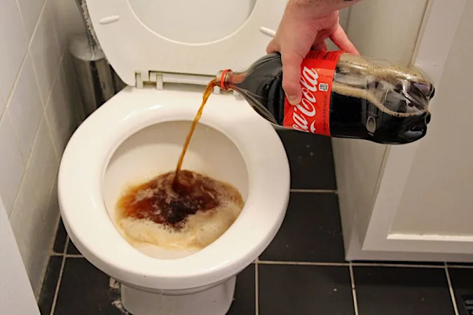She pours half a liter of coke in the toilet, what happens then is really bizarre!