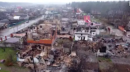 Los rusos provocan un cataclismo en Moschun y todo quedó documentado con drones | Video