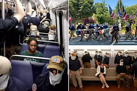 Chilling photo shows black woman on DC train surrounded by white supremacist thugs