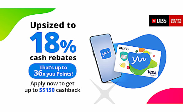 Sign up for the DBS yuu Card and get up to S$150 cashback.