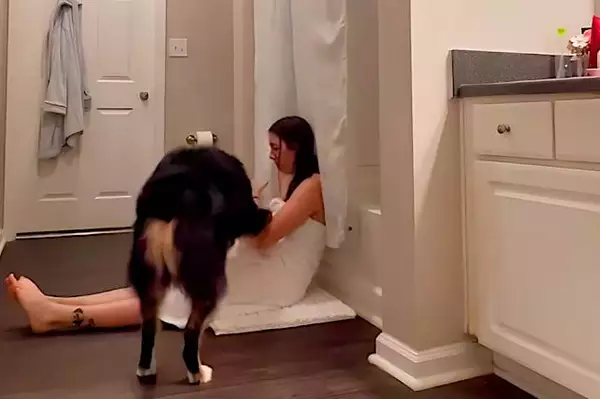 Wife Keeps Locking Herself In Bathroom With Dog Until Husband Notices Mark On Leg