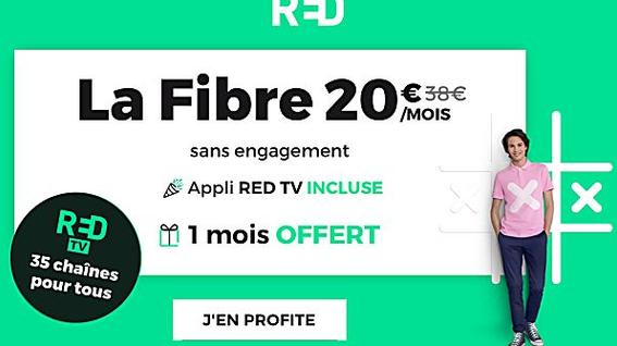 La Fibre à 20€/mois avec l'appli RED TV 35 chaînes incluses