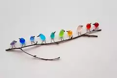 Sea Glass Rainbow Birds - A Truly Unique Handmade Artwork.