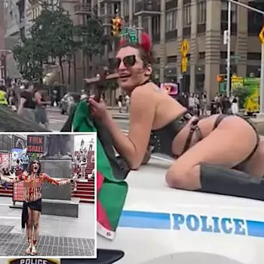 Half-naked ‘performance artist’ twerks on cop car in front of kids at DC gender-rights march: video