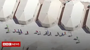 Drone footage of 'tent city'