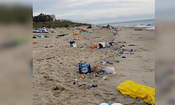 They partied on the beach. And then left 20,000 pounds of trash on it. They partied on the beach. And then left 20,000 pounds of trash on it.